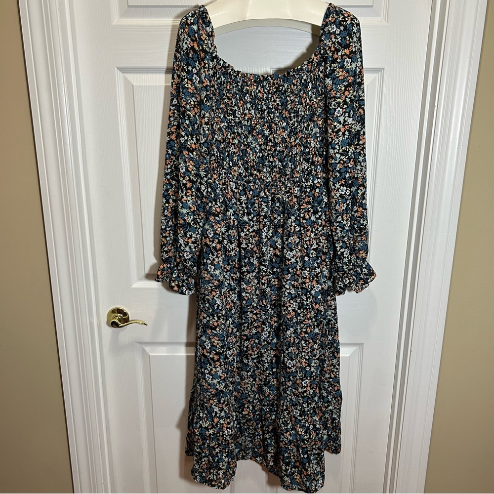 Dokotoo Multicolored Floral Smocked Midi Dress